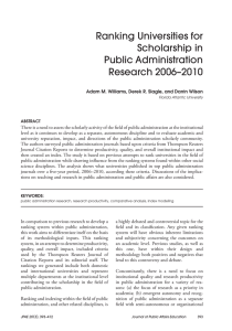 Ranking Universities for Scholarship in Public Administration Research 2006–2010