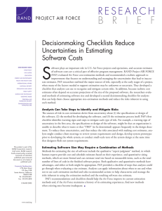 S Decisionmaking Checklists Reduce Uncertainties in Estimating Software Costs