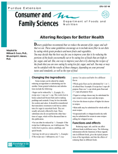 Consumer and Family Sciences D Altering Recipes for Better Health