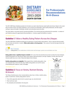 DIETARY 2015-2020 GUIDELINES For Professionals: