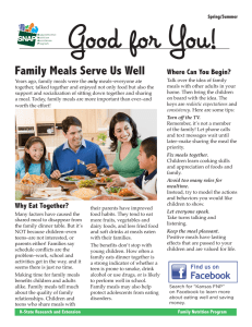 Good for You! Family Meals Serve Us Well Where Can You Begin?