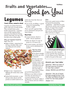 Good for You! Legumes Fruits and Vegetables....