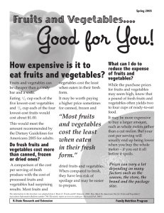 Good for You! Fruits and Vegetables....