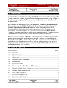 As part of the Weill Cornell Medical College (WCMC) Environmental... Program Manual, this Research Biosafety Program Manual has been created.... Program Title