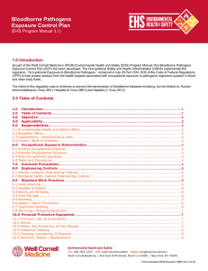 Bloodborne Pathogens Exposure Control Plan (EHS Program Manual 3.1) 1.0 Introduction