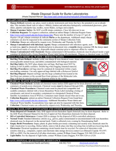 Waste Disposal Guide for Burke Laboratories  SHARPS DISPOSAL