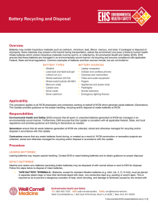 Battery Recycling and Disposal Overview