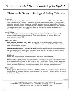 Environmental Health and Safety Update Flammable Gases in Biological Safety Cabinets Overview