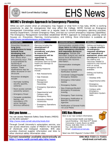 WCMC’s Strategic Approach to Emergency Planning