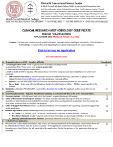 CLINICAL RESEARCH METHODOLOGY CERTIFICATE Click to Initiate An Application