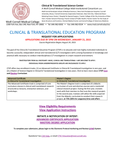 CLINICAL &amp; TRANSLATIONAL EDUCATION PROGRAM    REQUEST FOR APPLICATIONS 