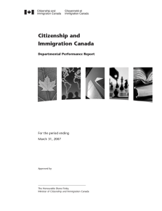 Citizenship and Immigration Canada Departmental Performance Report For the period ending