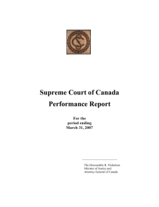 Supreme Court of Canada Performance Report For the period ending