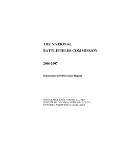 THE NATIONAL BATTLEFIELDS COMMISSION 2006-2007 Departmental Performance Report