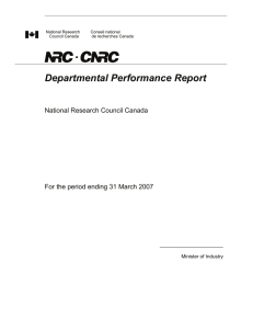Departmental Performance Report  National Research Council Canada