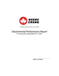 Departmental Performance Report for the period ending March 31, 2007 Minister