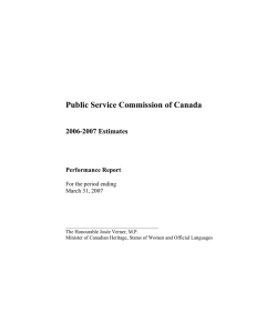 Public Service Commission of Canada 2006-2007 Estimates  Performance Report