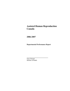 Assisted Human Reproduction Canada 2006-2007 Departmental Performance Report