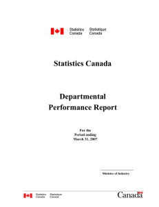 Statistics Canada Departmental Performance Report For the