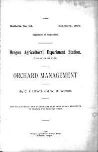 J ORCHARD MANAGEMENT Oregon Agricultural Station.