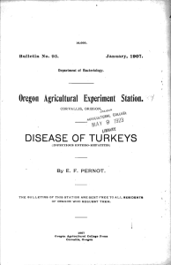 DISEASE OF TURKEYS Oregon Agricn!tural Ixperiment Station. 9 Bulletin No. 95.