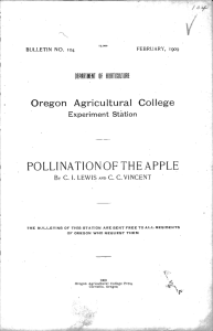 V Oregon Agricultural College POLLINATION OF THE APPLE Experiment Station
