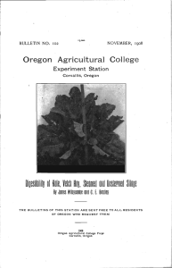 Oregon Agricultural College Experiment Station SiIe BULLETIN NO. 102
