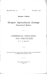 Oregon Agricultural College Experiment Station AND INSECTICIDES COMMERCIAL FERTILIZERS