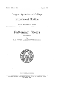 Fattening Steers Experiment Station Oregon Agricultural College Station Bulletin 193
