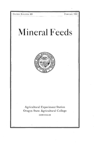 Mineral Feeds Agricultural Experiment Station Oregon State Agricultural College CORVALLIS