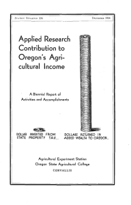 Conftibution to Oregon's Agri- cuftural Income Applied Research