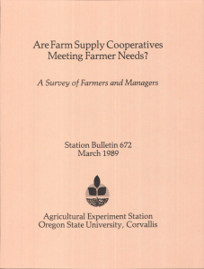 Are Farm Supply Cooperatives Meeting Farmer Needs? Agricultural Experiment Station