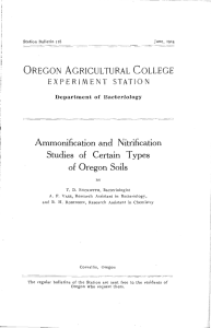 Studies of Certain Types EXPERIMENT STATiON AmmonifIcation and Nitrification of Oregon Soils