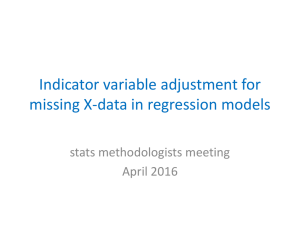 Indicator variable adjustment for missing X-data in regression models stats methodologists meeting
