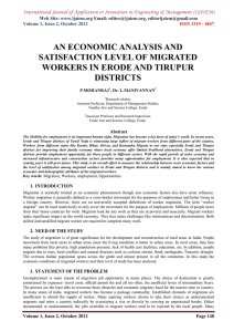 AN ECONOMIC ANALYSIS AND SATISFACTION LEVEL OF MIGRATED DISTRICTS