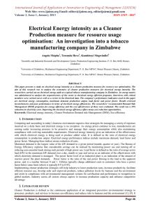 Electrical Energy intensity as a Cleaner Production measure for resource usage