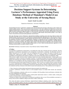 Decision Support Systems In Determining Lecturer’s Performance Appraisal Using Fuzzy