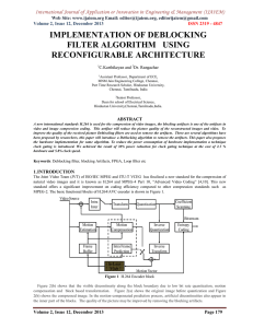 IMPLEMENTATION OF DEBLOCKING FILTER ALGORITHM   USING RECONFIGURABLE ARCHITECTURE