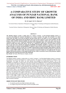 A COMPARATIVE STUDY OF GROWTH ANALYSIS OF PUNJAB NATIONAL BANK