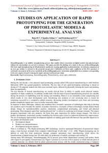 STUDIES ON APPLICATION OF RAPID PROTOTYPING FOR THE GENERATION EXPERIMENTAL ANALYSIS