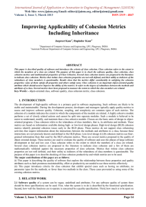 Improving Applicability of Cohesion Metrics Including Inheritance Web Site: www.ijaiem.org Email: ,