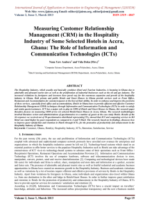 Measuring Customer Relationship Management (CRM) in the Hospitality