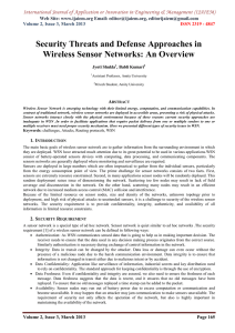 Security Threats and Defense Approaches in Wireless Sensor Networks: An Overview