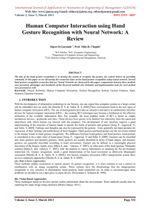 Human Computer Interaction using Hand Gesture Recognition with Neural Network: A Review