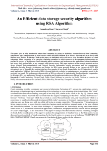 An Efficient data storage security algorithm using RSA Algorithm