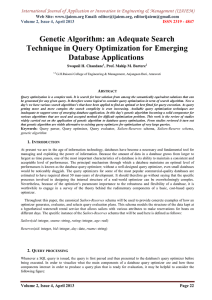 Genetic Algorithm: an Adequate Search Technique in Query Optimization for Emerging