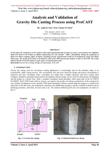 Analysis and Validation of Gravity Die Casting Process using ProCAST