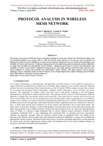 PROTOCOL ANALYSIS IN WIRELESS MESH NETWORK Web Site: www.ijaiem.org Email: ,