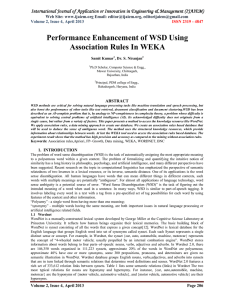 Performance Enhancement of WSD Using Association Rules In WEKA
