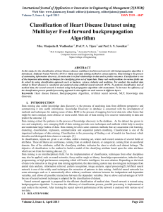 Classification of Heart Disease Dataset using Multilayer Feed forward backpropogation Algorithm